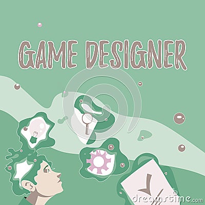 Sign displaying Game Designer. Word for Campaigner Pixel Scripting Programmers Consoles 3D Graphics Illustration Of A Stock Photo