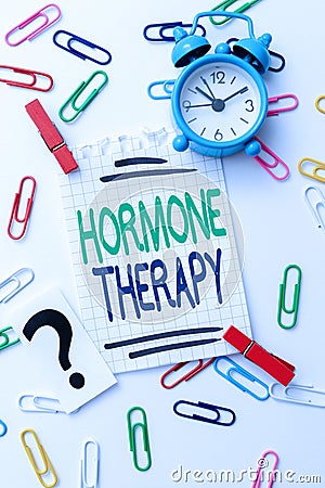 Sign displaying Hormone Therapy. Conceptual photo treatment of disease with synthetic derived hormones Creative Home Stock Photo