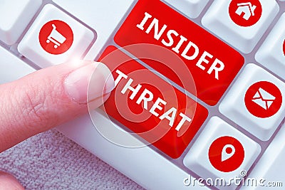 Sign displaying Insider Threat. Internet Concept security threat that originates from within the organization Stock Photo