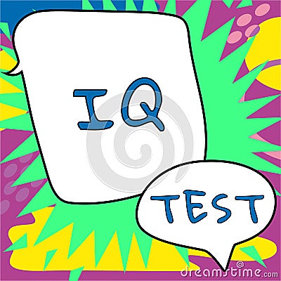 Sign displaying Iq Test. Business idea attempt to measure your cognitive ability Assess human intelligence Stock Photo
