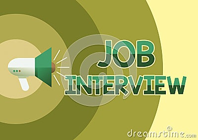 Text showing inspiration Job Interview. Word for Assessment Questions Answers Hiring Employment Panel Illustration Of A Stock Photo