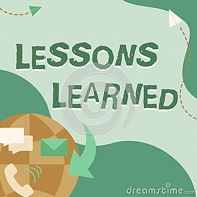Sign displaying Lessons Learned. Business showcase Promote share and use knowledge derived from experience Internet Stock Photo