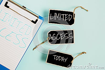 Sign displaying Limited Access. Word for Having access restricted to a quite small number of points Collection of Blank Stock Photo