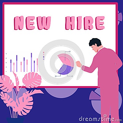 Writing displaying text New Hire. Business approach someone who has not previously been employed by the organization Stock Photo