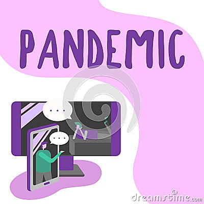 Writing displaying text Pandemic. Business idea occurring over a wide area affecting high proportion of population Two Stock Photo