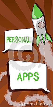 Conceptual display Personal Apps. Business showcase Organizer Online Calendar Private Information Data Rocket Ship Stock Photo