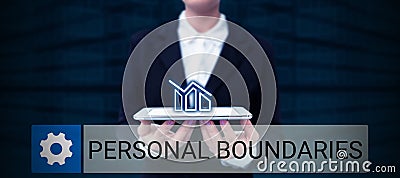 Text sign showing Personal Boundaries. Concept meaning something that indicates limit or extent in interaction with Stock Photo