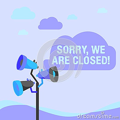 Sign displaying Sorry, We Are Closed. Business showcase apologize for shutting off business for specific time Pole Stock Photo