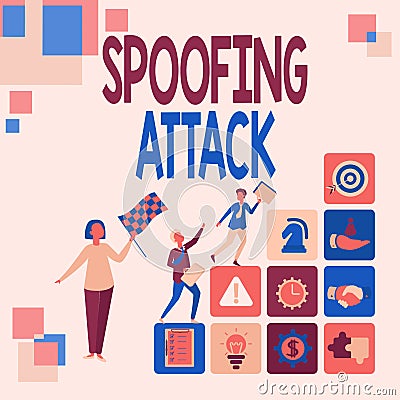 Sign displaying Spoofing Attack. Business overview impersonation of a user, device or client on the Internet Converting Stock Photo
