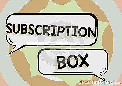 Sign displaying Subscription Boxbutton if you clicked on will get news or videos about site. Word Written on button if Stock Photo