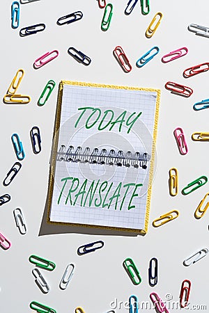 Sign displaying Translate. Conceptual photo Another word with same equivalent meaning of a target language -47366 Stock Photo