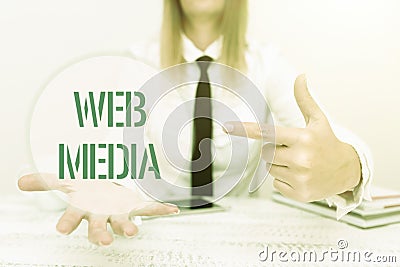 Sign displaying Web Media. Conceptual photo audio and visual forms of communication presented on the web App Developer Stock Photo
