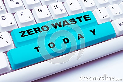 Conceptual display Zero Waste. Word for industrial responsibility includes composting, recycling and reuse Stock Photo