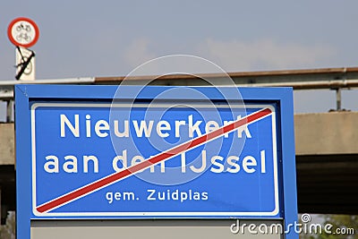 Sign of end builded zone of Nieuwerkerk aan den IJssel Stock Photo