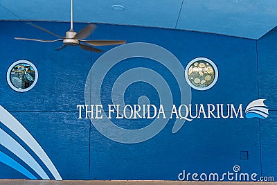 Sign on the exterior of The Florida Aquarium - Tampa, Florida, USA Editorial Stock Photo
