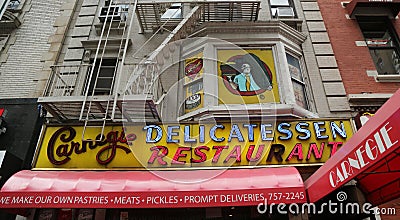 Sign at the famous Carnegie Deli in Midtown Manhattan. Editorial Stock Photo