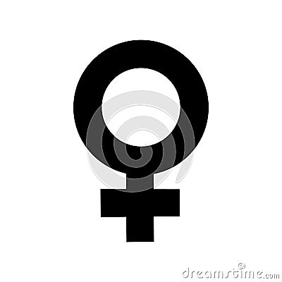 Sign female gender black icon. A symbol sexual affiliation. Flat style for graphic design, logo. A happy love. Vector illustration Vector Illustration