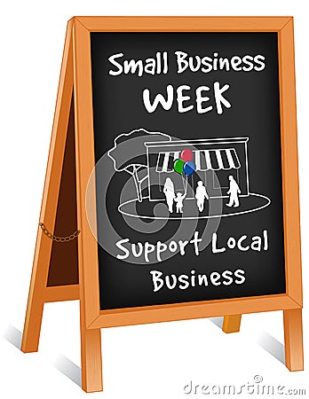 Sign, Folding Easel, Small Business Week Vector Illustration