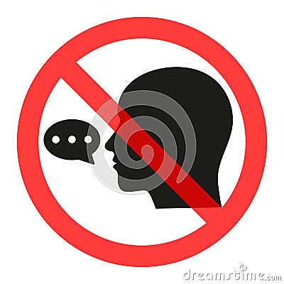 Sign forbidden to talk. Ban the Dissemination of information, gossip. Censorship. Vector Illustration