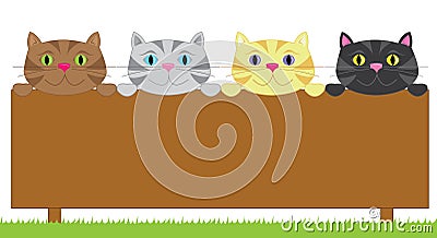 Sign with four cats Vector Illustration