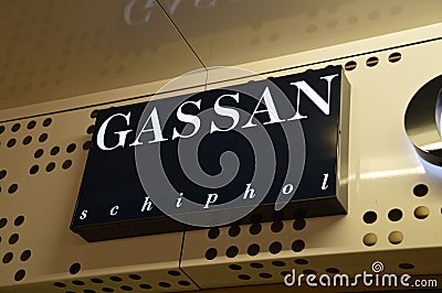 Sign Of Gassan Diamonds At Schiphol Airport The Netherlands Editorial Stock Photo