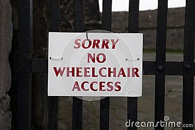 Sorry no Wheelchair Access Stock Photo