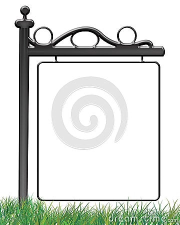 Sign On The Grass Photo Frame Cartoon Illustration