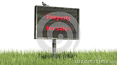 Sign in grass `Property for sale` Stock Photo