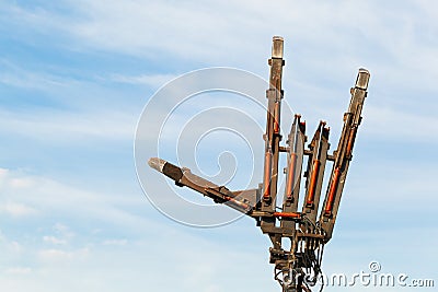 Sign of the horns made of metal pneumatic cylinders Stock Photo