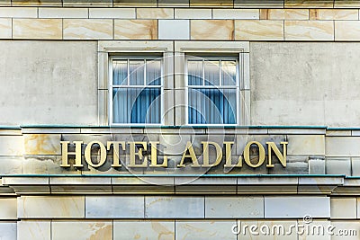 Sign of the Hotel Adlon in Berlin Stock Photo
