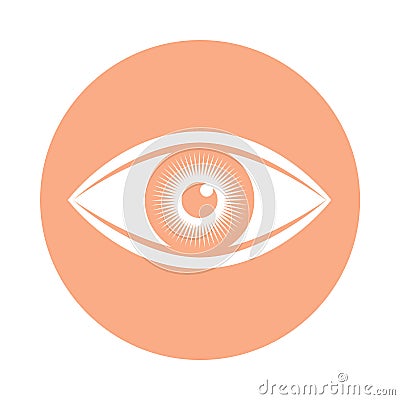 Human eye sign in the circle Cartoon Illustration