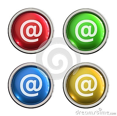 At sign icon glass button Stock Photo