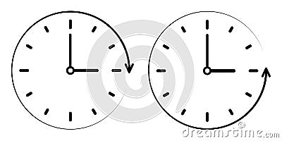 Sign icon the passage time counterclockwise, Vector clock, minute and hour hands. concept of clockwise, counter clockwisek Vector Illustration