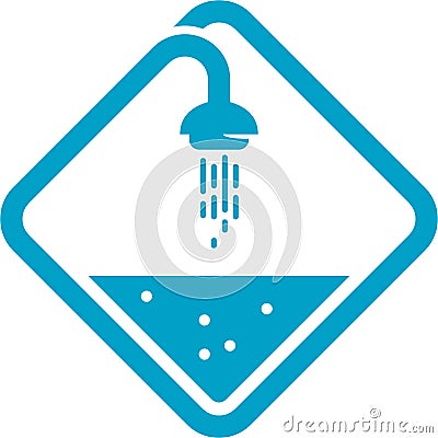 sign icon with shower faucet and water tub Stock Photo