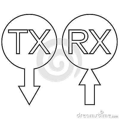 Sign icon tx rx transmission receiving data information, vector simple symbol tx rx an arrow receiving transmitting Vector Illustration