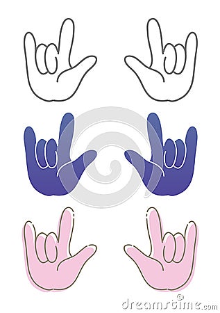 Hand gesture, i love you - sign set Vector Illustration