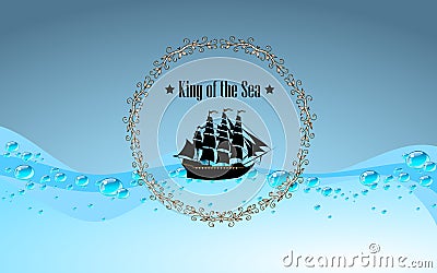 Sign of King of the Sea Vector Illustration