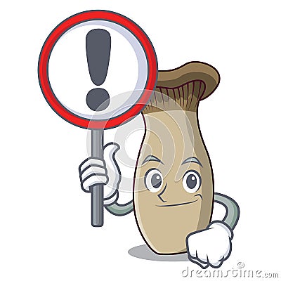 With sign king trumpet mushroom character cartoon Vector Illustration