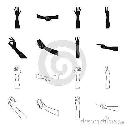 Sign Language black,outline icons in set collection for design.Emotional part of communication vector symbol stock web Vector Illustration