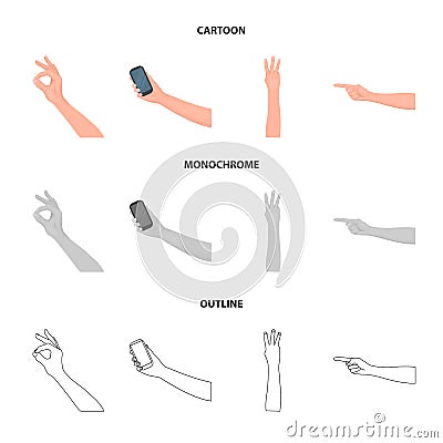 Sign Language cartoon,outline,monochrome icons in set collection for design.Emotional part of communication vector Vector Illustration