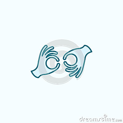 sign language 2 colored line icon. Simple colored element illustration. sign language outline symbol design from disabled set on Cartoon Illustration