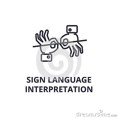 Sign language interpretation line icon, outline sign, linear symbol, vector, flat illustration Vector Illustration