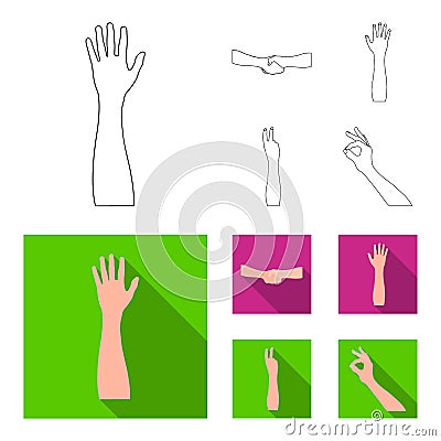 Sign Language outline,flat icons in set collection for design.Emotional part of communication vector symbol stock web Vector Illustration