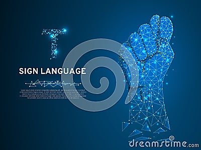 Sign language S letter, Figa Shish Kukish finger gesture. Polygonal low poly. People silent communication. Vector Vector Illustration