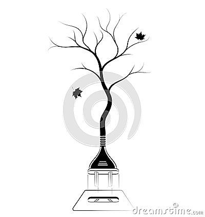 Sign or logo on ecology and forest conservation. Saving energy and resources. Black contour sign. Stock Photo