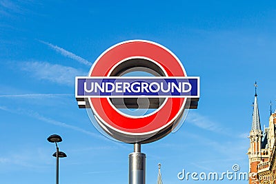 A Sign for London Underground at Kings Cross Station Editorial Stock Photo