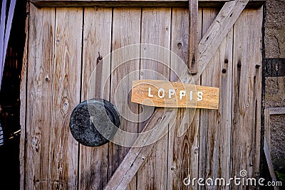 Sign at loppis flea market in sweden Editorial Stock Photo