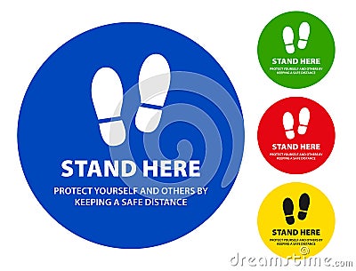 Stand here and maintain social distancing to stop the spread of coronavirus covid-19 Vector Illustration