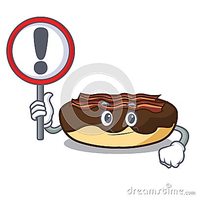 With sign maple bacon bar character cartoon Vector Illustration
