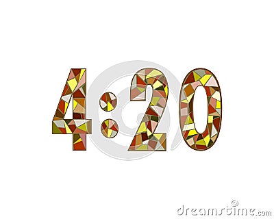 4:20 sign. Cannabis Culture Mosaic Logo. International Time for Smoking Marijuana. Vector Illustration